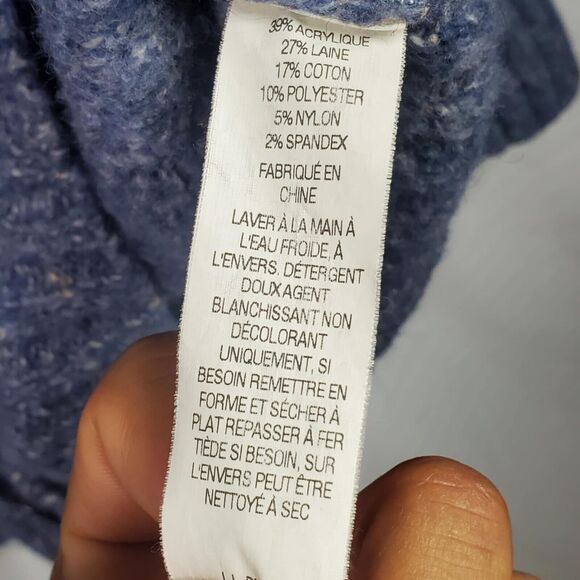 L.L. Bean Blue Cable Knit Marled Cardigan Sweater Wool Blend Medium - Picture 7 of 8